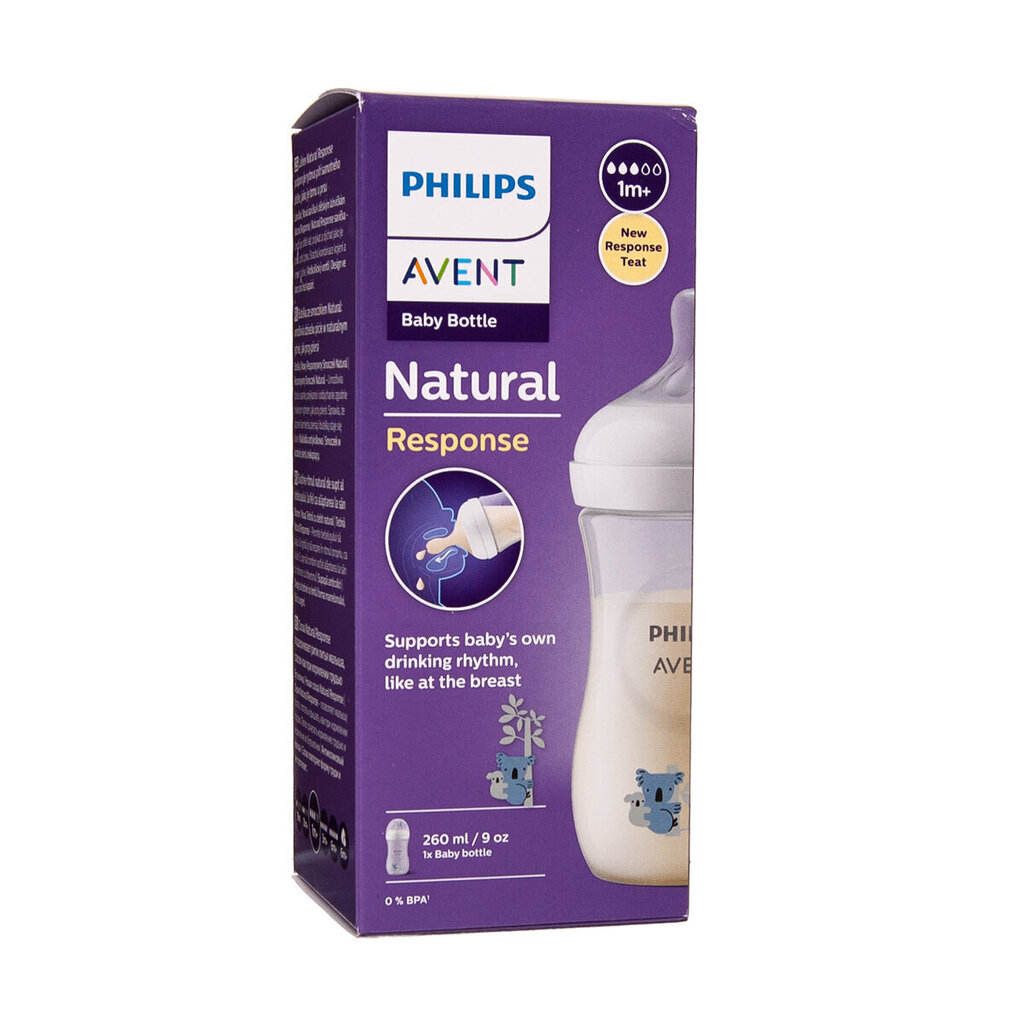 Pudel Philips Avent Natural Response Koala SCY903/67, 1+ kuud, 260 ml цена и информация | Lutipudelid ja tarvikud | hansapost.ee