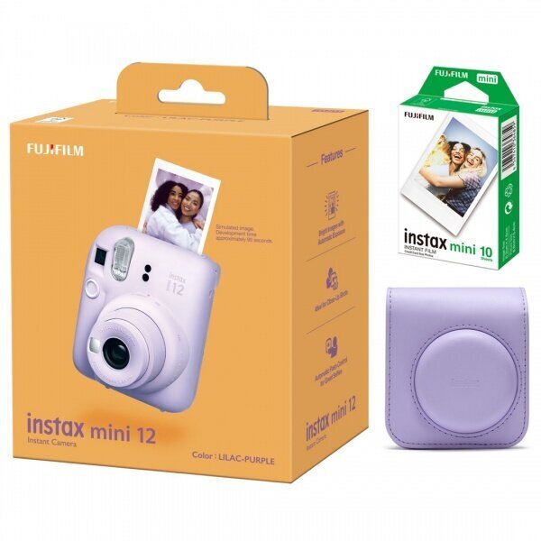 Fujifilm Instax Mini 12, Lilac Purple + Instax Mini Glossy (10 tk.) + Originaal ümbris цена и информация | Kiirpildikaamerad | hansapost.ee