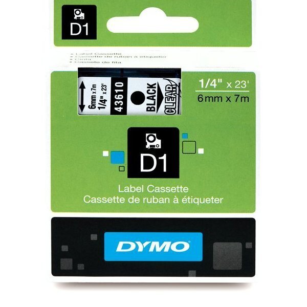 Dymo lint D1 6mmx7m must/läbip. 43610 /5 цена и информация | Printeritarvikud | hansapost.ee