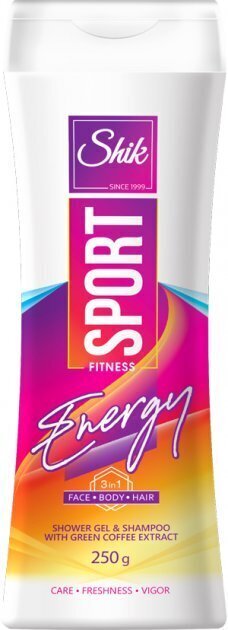 Geel-šampoon Shik Sport Energy 3in1 rohelise kohvi ekstraktiga, 250 g hind ja info | Dušigeelid, õlid | hansapost.ee