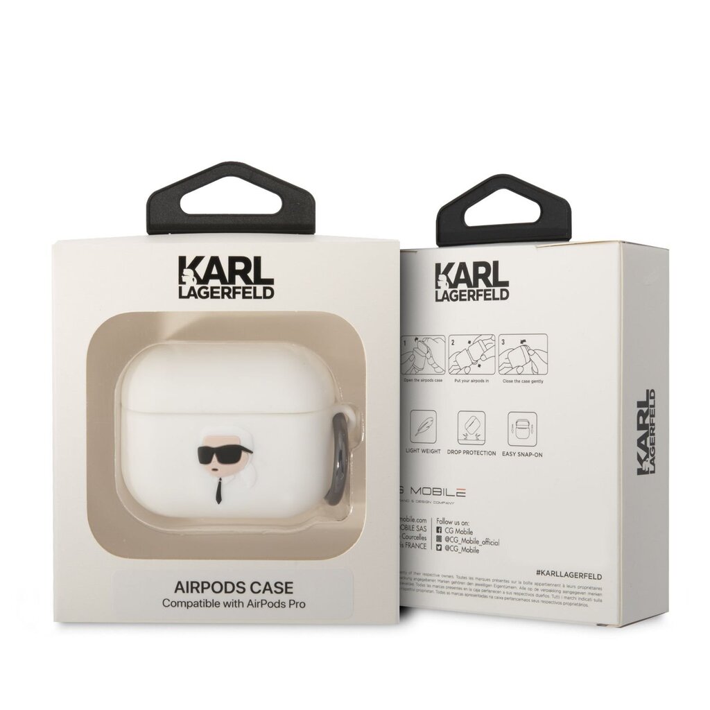 Karl Lagerfeld 3D Logo NFT Karl Head Silicone Case for Airpods Pro White hind ja info | Kõrvaklapid | hansapost.ee