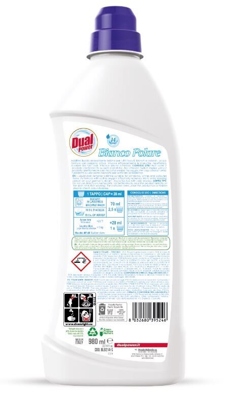 Dual Power vedel plekieemaldaja aktiivse hapnikuga Polar White, 980 ml цена и информация | Pesuvahendid | hansapost.ee