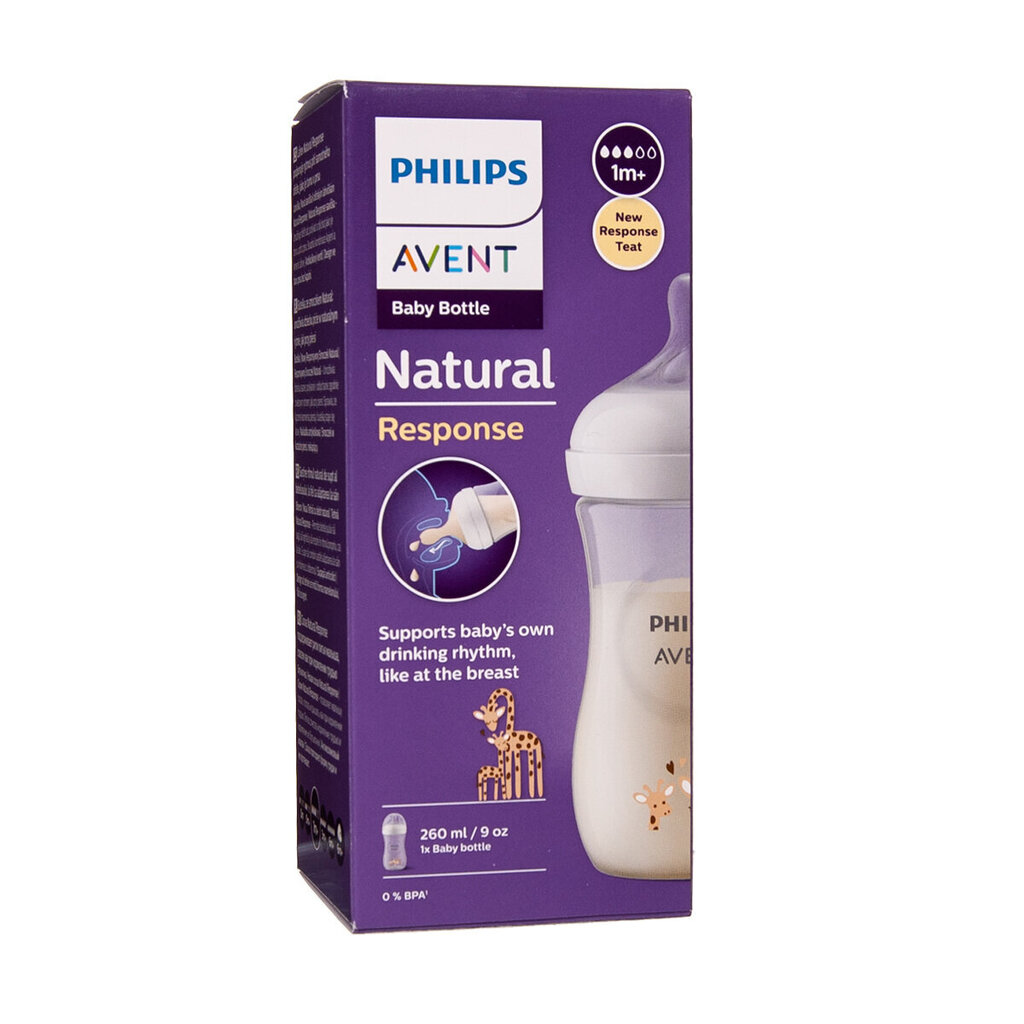 Pudel Philips Avent Natural Kaelkirjak SCY903/66, 1+ kuud, 260 ml цена и информация | Lutipudelid ja tarvikud | hansapost.ee