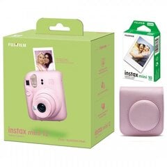 Fujifilm Instax Mini 12, Blossom Pink + Instax Mini Glossy (10 шт.) + Оригинальный чехол цена и информация | Фотоаппараты мгновенной печати | hansapost.ee