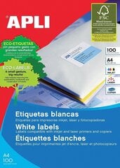 Этикетки для принтера Apli, 100 листов, 63,5 x 46,6 мм цена и информация | Канцелярские товары | hansapost.ee