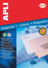 Этикетки для принтера Apli, прозрачные, 10 листов, 210 x 297 мм цена и информация | Канцелярские товары | hansapost.ee