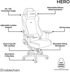 Mänguritool Noblechairs HERO Black Edition, must цена и информация | Офисные кресла | hansapost.ee