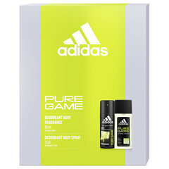 Набор для мужчин Adidas Pure Game: парфюмерный спрей для тела, 75 мл + дезодорант-спрей, 150 мл цена и информация | Парфюмированная косметика для мужчин | hansapost.ee