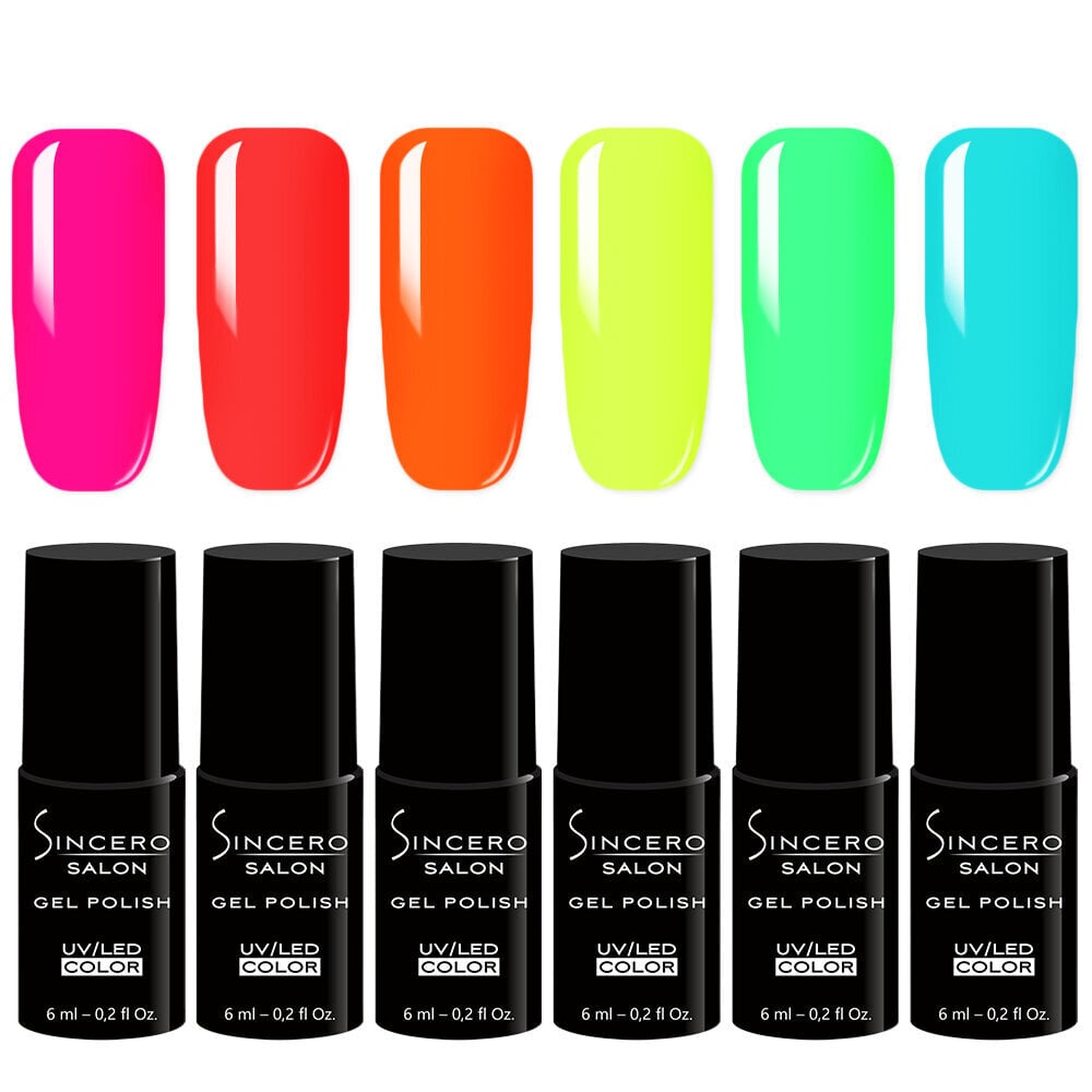 Geel-küünelakkide komplekt Sincero Salon Neon Dream, 6 tk. x 6 ml цена и информация | Küünelakid ja küünelakieemaldajad | hansapost.ee