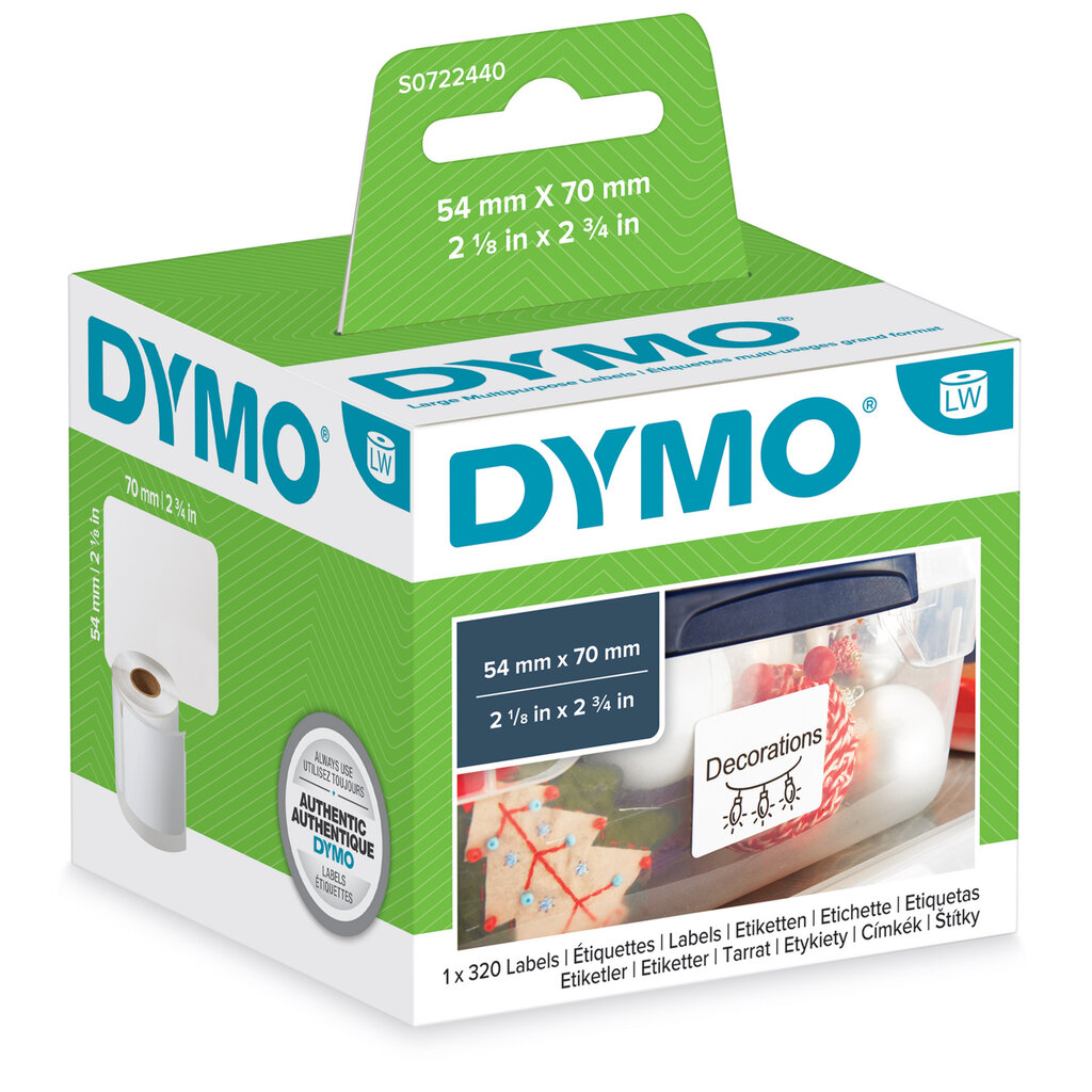 DYMO Etiketid 54 x 70mm (99015 S0722440) - hind ja info | Printeritarvikud | hansapost.ee