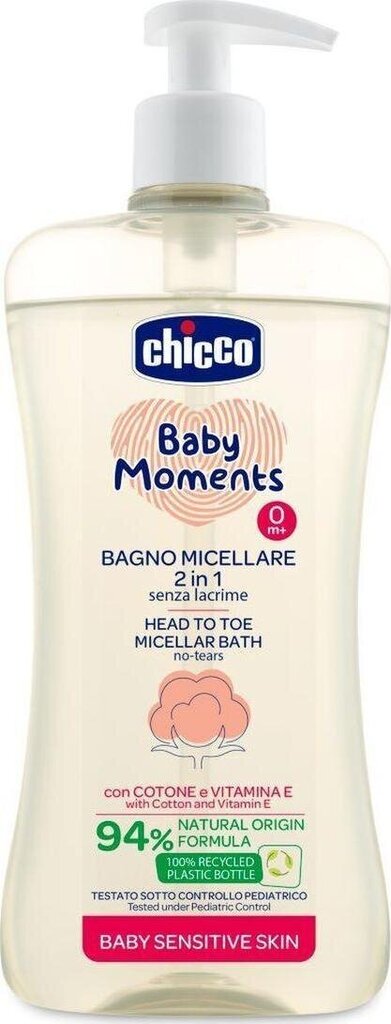 Mitsellaar pesuvahend beebidele Chicco Baby Moments 2in1, 500 ml цена и информация | Laste ja ema kosmeetika | hansapost.ee