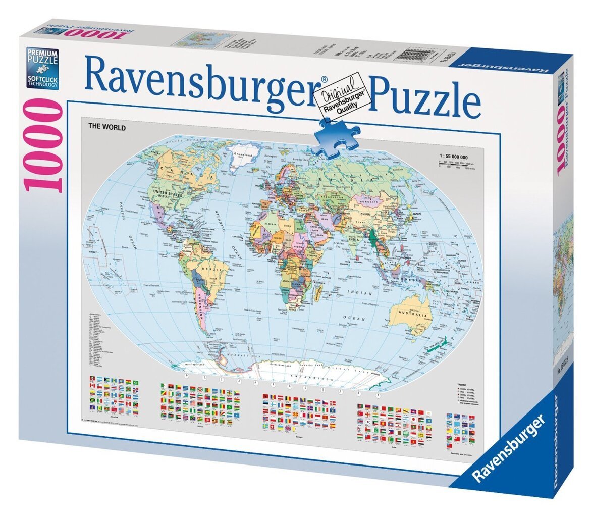 Pusle Ravensburger Maailmakaart, 1000 osa hind ja info | Pusled lastele ja täiskasvanutele | hansapost.ee