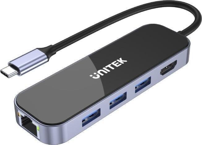 UNITEK HUB USB-C 3.1, RJ-45,3XUSB-A,HDMI,4K,PD100W hind ja info | USB adapterid ja jagajad | hansapost.ee