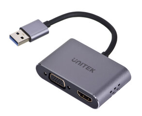 UNITEK ADAPTER USB-A - HDMI & VGA, FULLHD, M/F цена и информация | Unitek Aксессуары для компьютеров | hansapost.ee