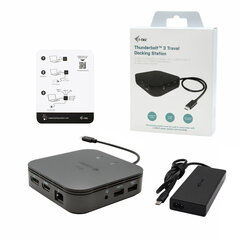 Šakotuvas i-Tec TB3TRAVELDOCKPD60W, HDMI, USB, DP, USB-C hind ja info | USB adapterid ja jagajad | hansapost.ee