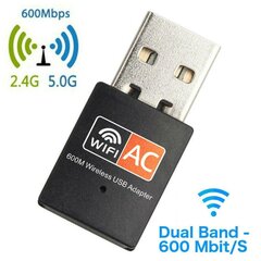USB WiFi Dual Band Adapter 802.11ac / 600mbps / RTL8811cu цена и информация | Адаптеры и USB-hub | hansapost.ee