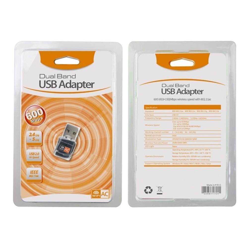 USB WiFi Dual Band Adapter 802.11ac / 600mbps / RTL8811cu цена и информация | USB adapterid ja jagajad | hansapost.ee