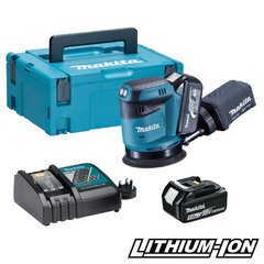 Аккумуляторная эксцентриковая шлифовальная машина Makita 18В 125мм 2x5,0Ач Li-Ion (DBO180RTJ) цена и информация | Шлифовальные машины | hansapost.ee