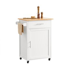 Кухонный шкаф SoBuy Trolley FKW102-WN, белый/коричневый цвет цена и информация | Кухонные шкафчики | hansapost.ee