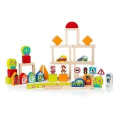 Деревянный строительный комплект для мальчиков и девочек из блоков 55 шт цена и информация | Игрушки для малышей | hansapost.ee