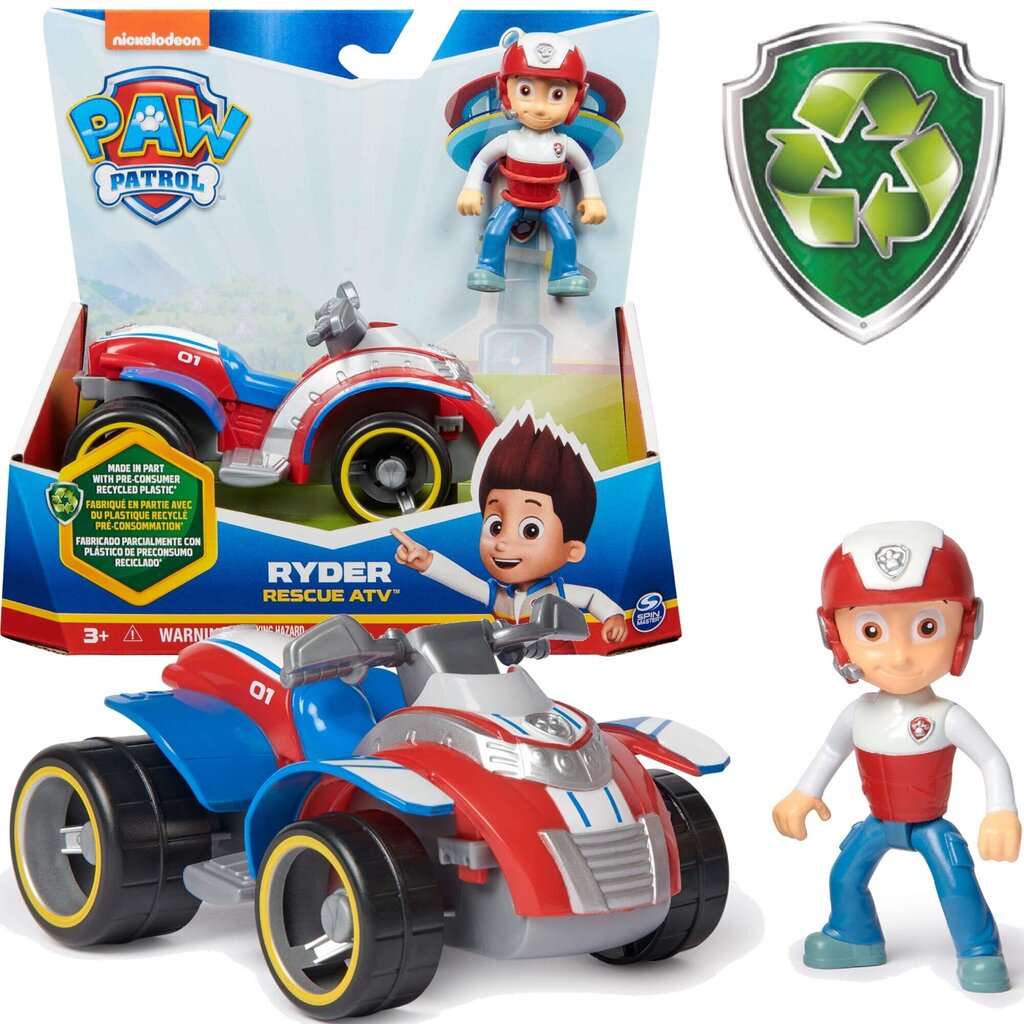 Paw Patrol Ryder Rescue ATV - автомобиль с коллекционной фигуркой Райдера  цена | hansapost.ee