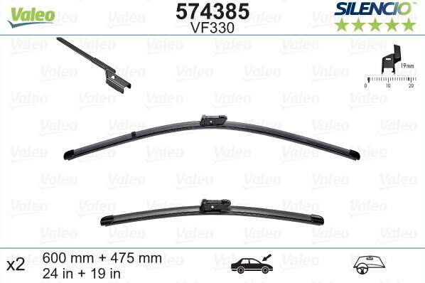 Kojameeste komplekt Valeo Silencio VF330 600/475mm SKODA, VW hind ja info | Kojamehed | hansapost.ee