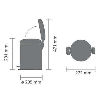 Pedaaliga prügikast 5l, NewIcon, mineral concrete grey, Brabantia hind ja info | Prügikastid | hansapost.ee