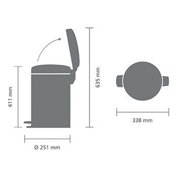 Pedaaliga prügikast NewIcon, 12l, matt teras FPP, Brabantia цена и информация | Prügikastid | hansapost.ee