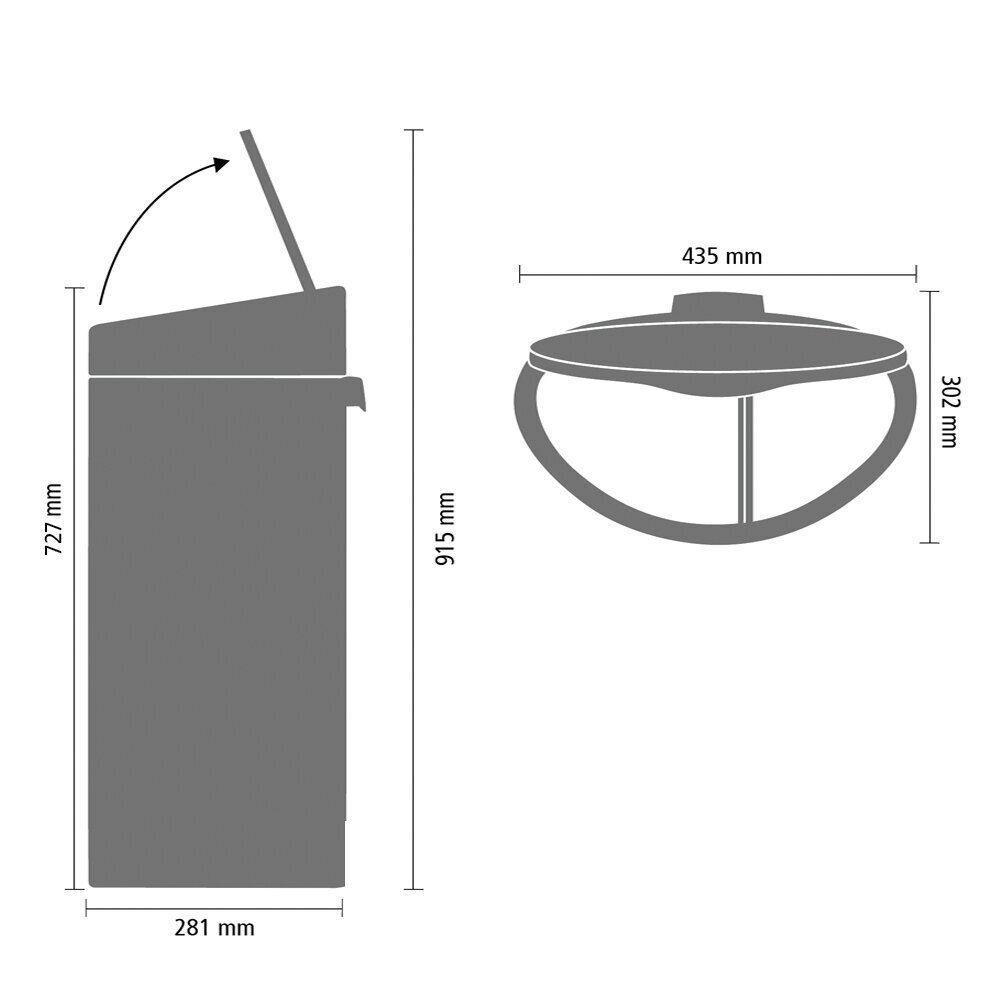 Prügikast, Touch Bin 10 + 23L Matt Steel hind ja info | Prügikastid | hansapost.ee