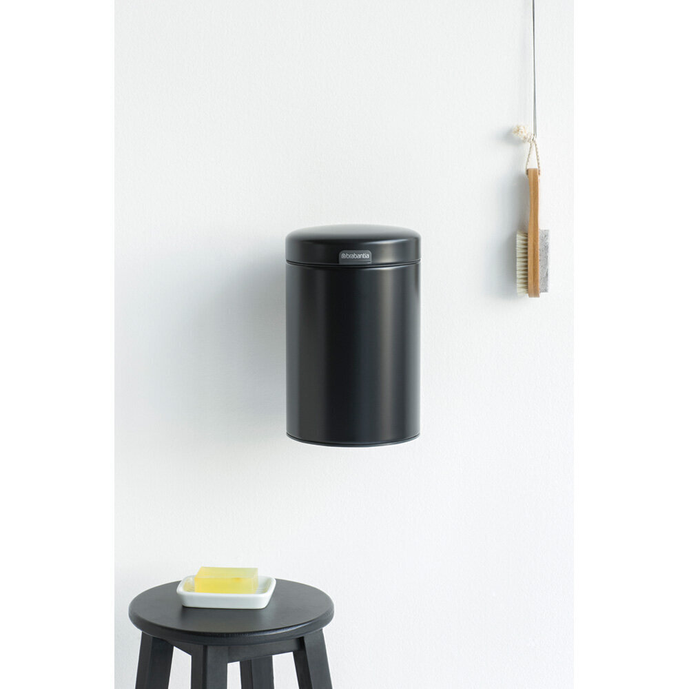 Prügikast, Wall Mounted 3L Matt Black hind ja info | Prügikastid | hansapost.ee