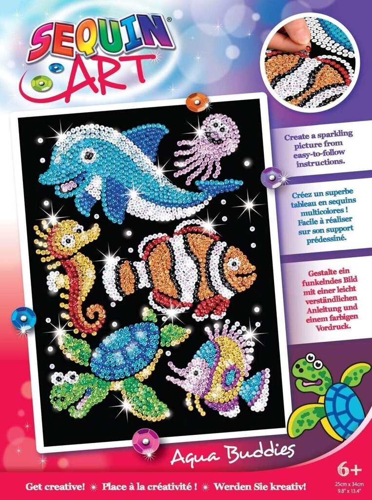 Teemantmosaiik Sequin Art Aqua Buddies Sealife, 25 x 34 cm hind ja info | Teemantmaalide komplektid | hansapost.ee