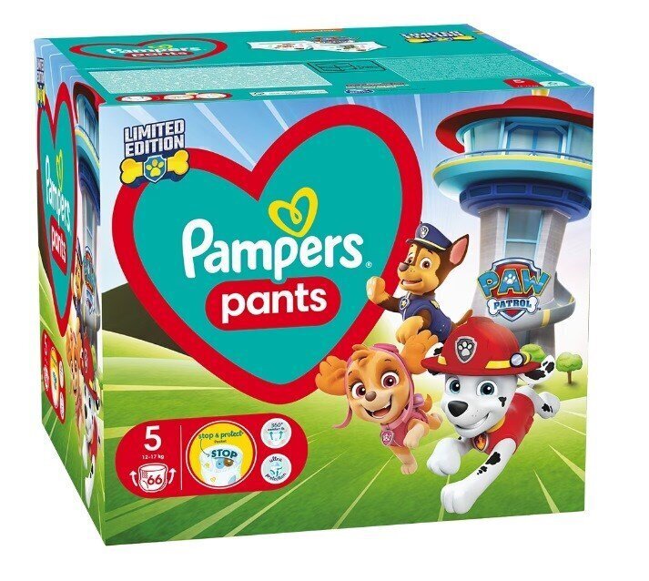 Püksmähkmed Pampers Pants Paw Patrol, suurus 5, 12-17 kg, 66 tk цена и информация | Mähkmed, riidest mähkmed | hansapost.ee