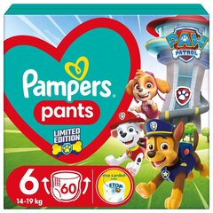 Подгузники-трусики PAMPERS Pants Paw Patrol, 6 размер, 14-19 кг, 60 шт цена и информация | Пеленки | hansapost.ee