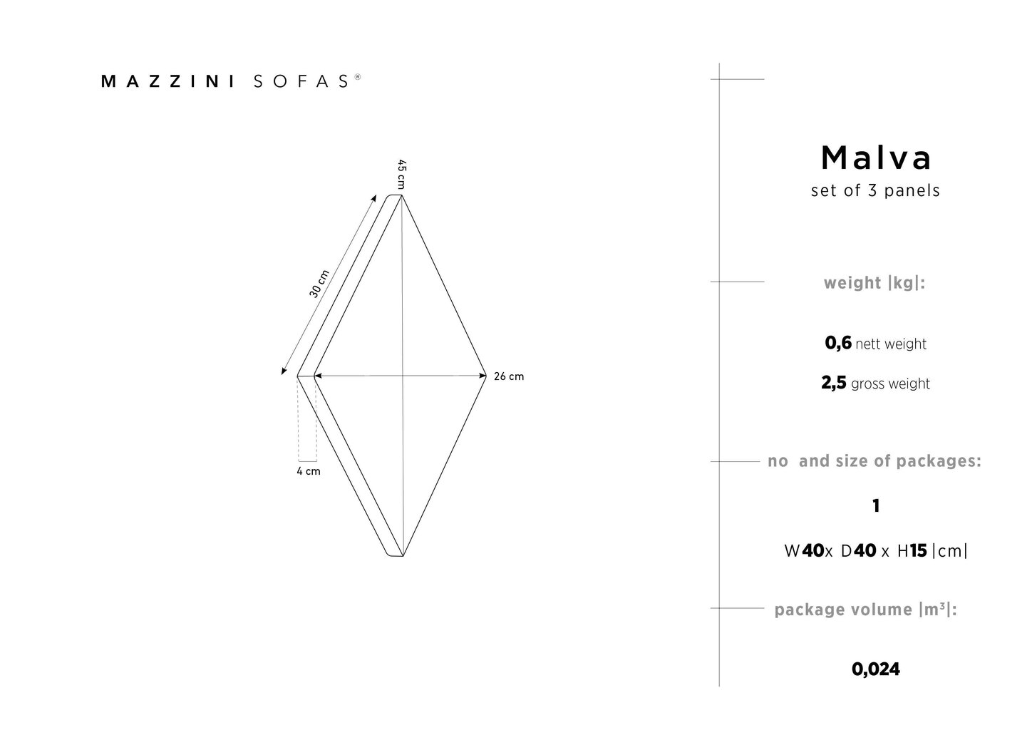 Pehmed seinapaneelid, 3 tk, Mazzini Sofas Malva R1, kollased hind ja info | Pehmed seinapaneelid | hansapost.ee