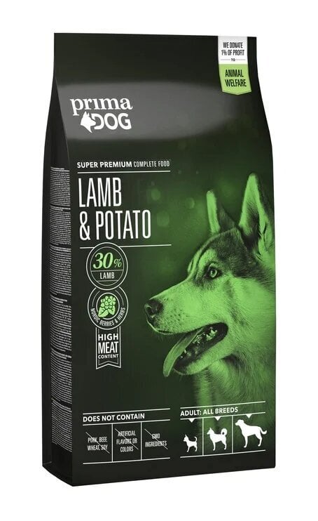 PrimaDog täiskasvanud koertele lambalihaga Lammas Peruna, 10 kg цена и информация | Koerte kuivtoit ja krõbinad | hansapost.ee