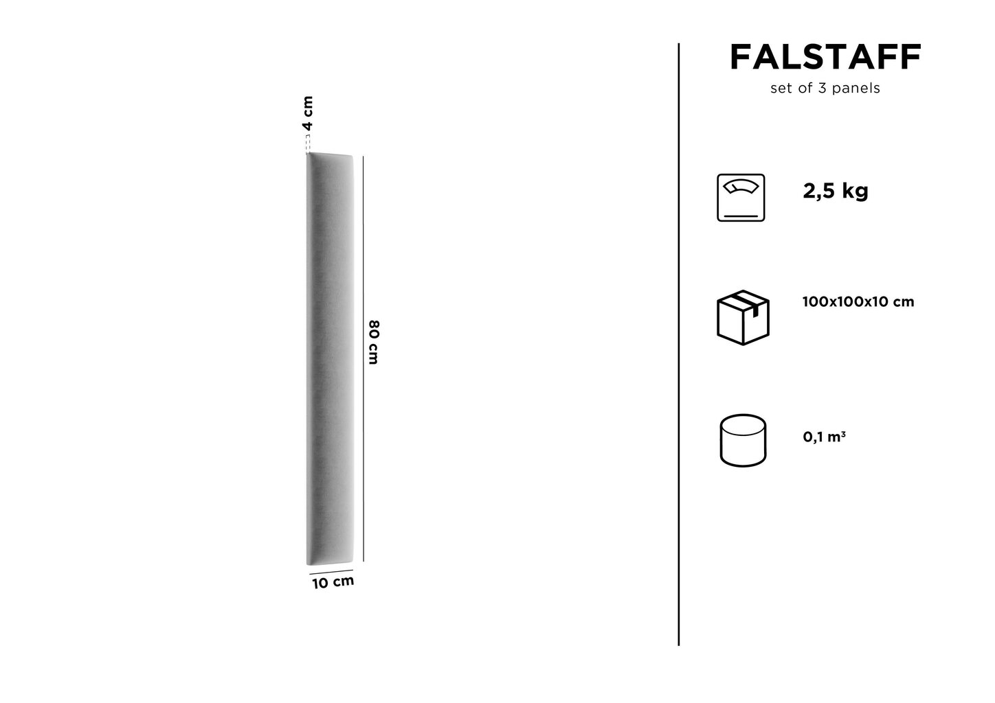 Pehmed seinapaneelid, 3 tk, Kooko Home Falstaff R8, tumehallid hind ja info | Pehmed seinapaneelid | hansapost.ee