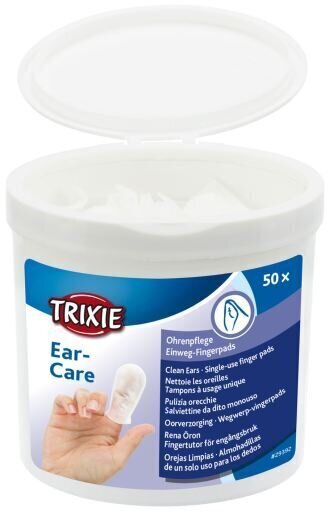 Puuvillased padjad-sõrmkübarad lemmiklooma kõrvade hooldamiseks Trixie, 50 tk цена и информация | Hooldus/grooming | hansapost.ee