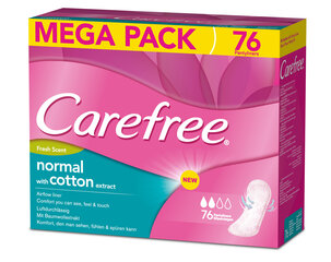 Pesukaitsmed CAREFREE Cotton Fresh, 76 tk hind ja info | Tampoonid, hügieenisidemed ja menstruaalanumad | hansapost.ee
