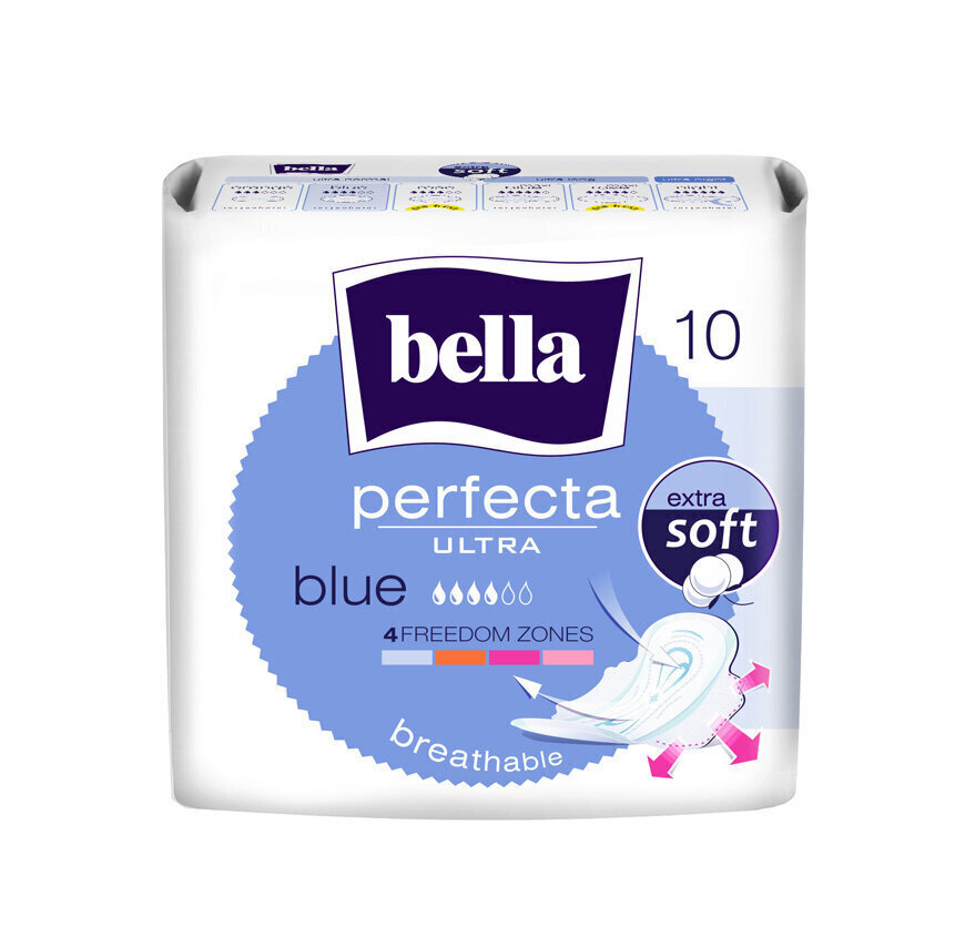 Hügieenisidemed BELLA PERFECTA Ultra Blue New, 10 tk цена и информация | Tampoonid, hügieenisidemed ja menstruaalanumad | hansapost.ee