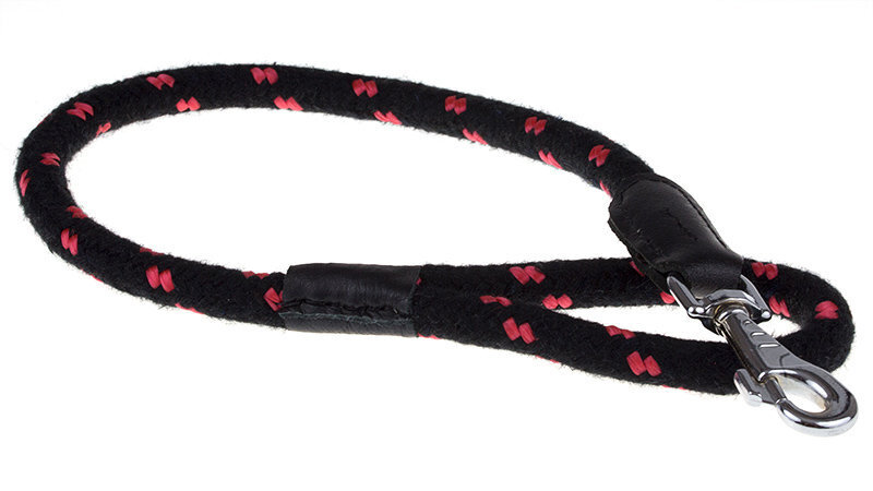 Lühike jalutusrihm Amibelle, must punaste elementidega, 55 cm hind ja info | Jalutusrihmad koertele | hansapost.ee