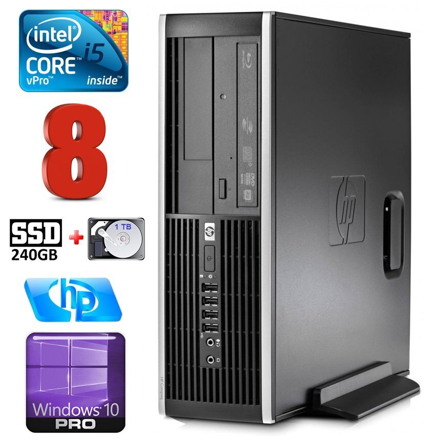 HP 8100 Elite SFF i5-650 8GB 240SSD+1TB DVD WIN10Pro hind ja info | Lauaarvutid | hansapost.ee