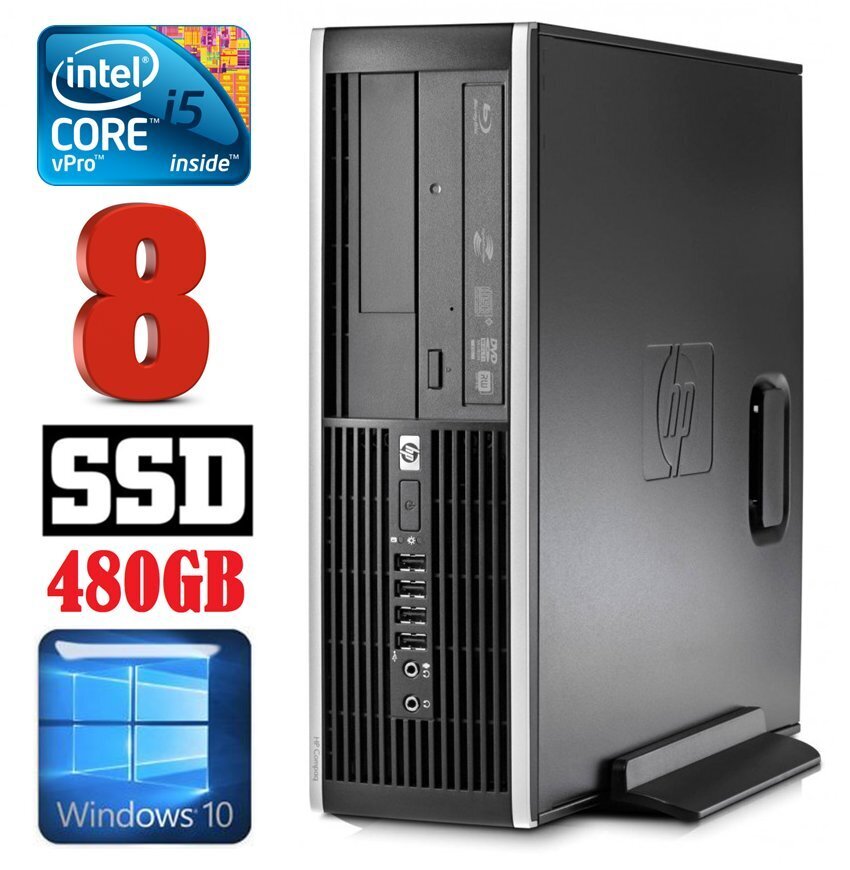 HP 8100 Elite SFF i5-650 8GB 480SSD DVD WIN10 цена и информация | Lauaarvutid | hansapost.ee