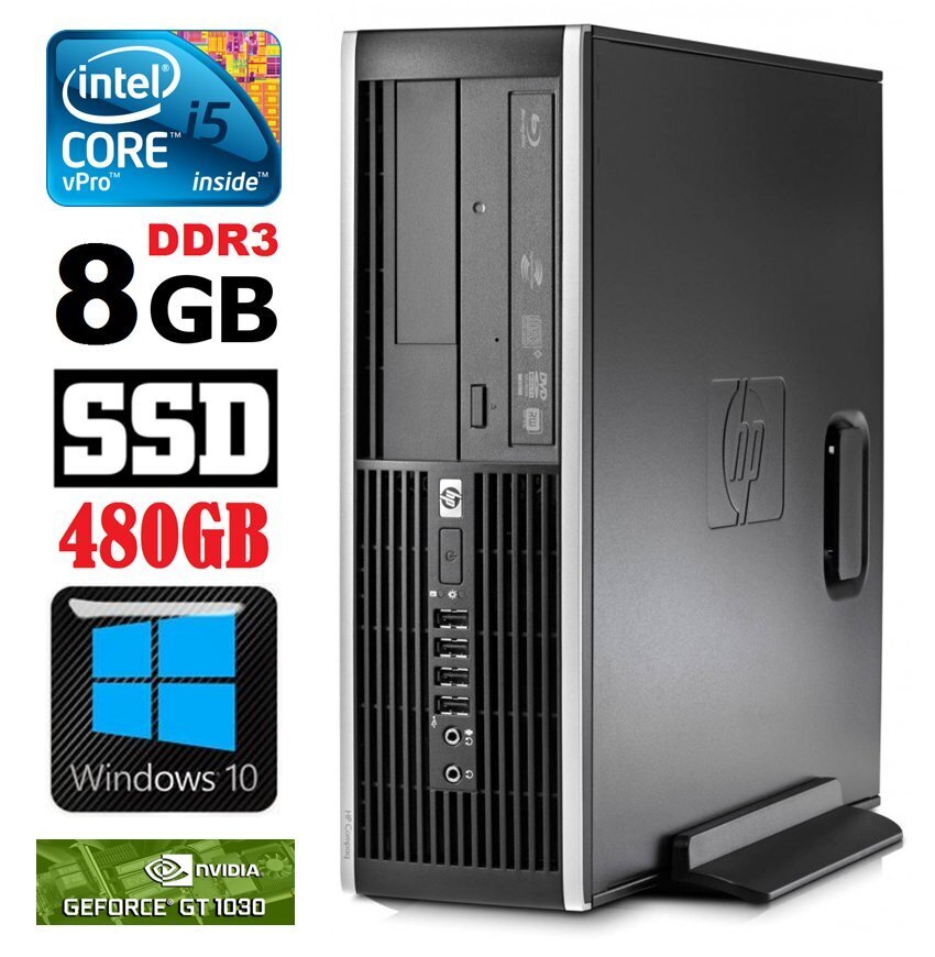 HP 8100 Elite SFF i5-650 8GB 480SSD GT1030 2GB DVD WIN10 цена и информация | Lauaarvutid | hansapost.ee