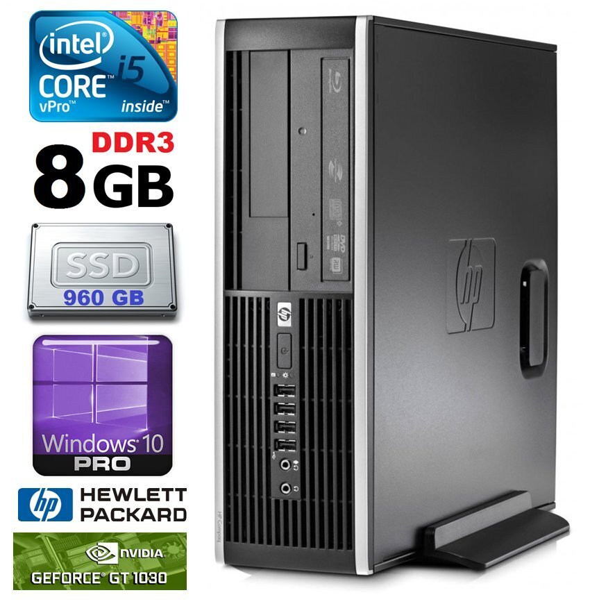 HP 8100 Elite SFF i5-650 8GB 960SSD GT1030 2GB DVD WIN10Pro цена и информация | Lauaarvutid | hansapost.ee