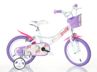 Tüdrukute jalgratas Bimbo Bike 14", valge/lilla hind ja info | Bimbo bike Sport, puhkus, matkamine | hansapost.ee