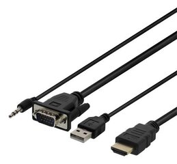 Deltaco VGA-HDMI17, VGA/HDMI/USB-A/Aux 3.5 mm, 2 m hind ja info | Juhtmed ja kaablid | hansapost.ee