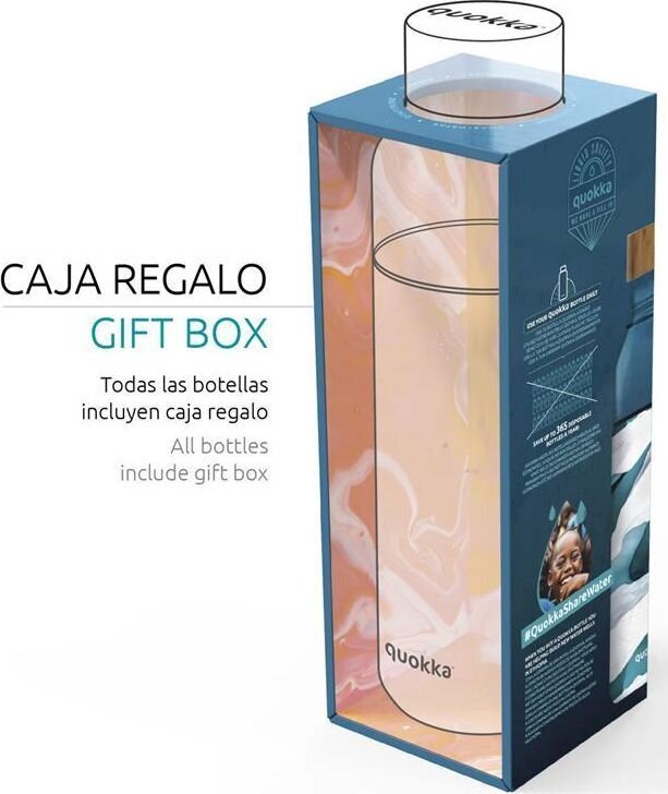 „Quokka“ srautas - stiklo suapvalintas butelis su silikono dangteliu 660 ml (vidinės vandens gėlės) hind ja info | Joogipudelid | hansapost.ee