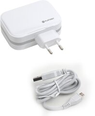 Platinet USB laadija + kaabel 4xUSB 6800mA, valge (43724) hind ja info | Laadijad mobiiltelefonidele | hansapost.ee