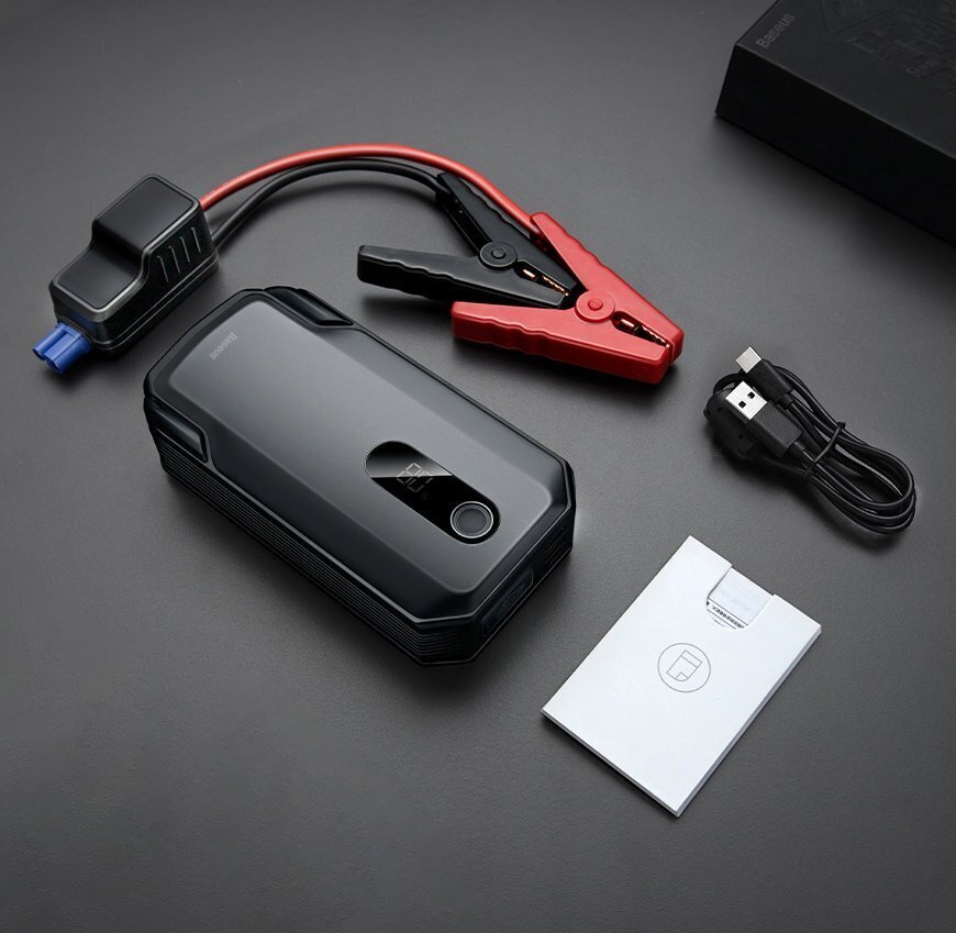 Baseus powerbank Power Starter Jump Starter device booster 2000mAh 12V (2000A / 1000A) + crocodile cables black (CGNL020001) цена и информация | Lisatarvikud | hansapost.ee