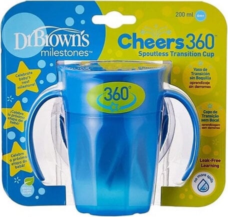 Dr. Brown's 360 Tumbler Without Spout Blue With Handles 200ml цена и информация | Lutipudelid ja tarvikud | hansapost.ee
